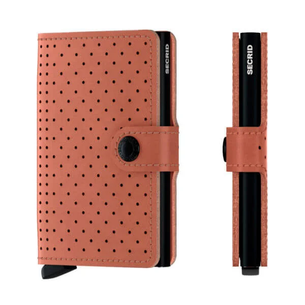 Rei'itetty ruskea Secrid Perforated Cognac Slimwallet lompakko