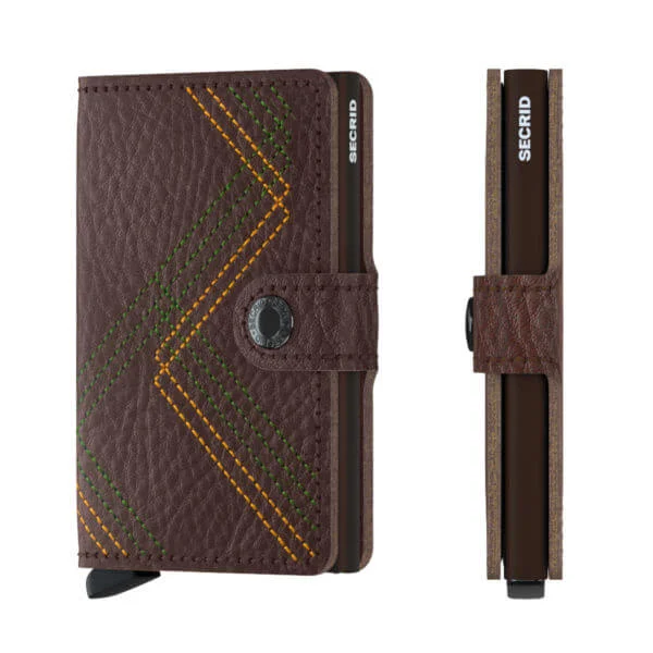Secrid Miniwallet Stitch Linea Espresso - tikattu ruskea lompakko