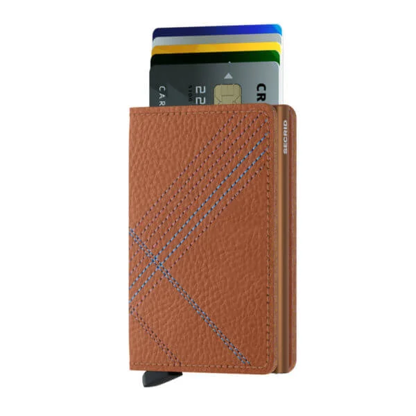 Secrid karamellin ruskea lompakko - Slimwallet Stitched Linea Caramello-225814