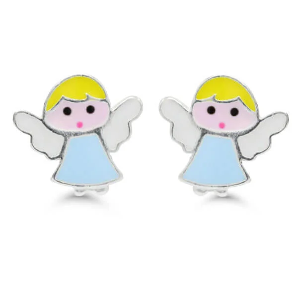 Vaaleansiniset enkeli korvakorut hopeaa