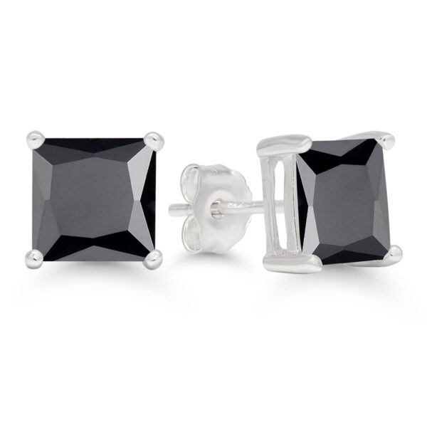 Mustat zirkoninappikorvakorut neliö 7x7mm
