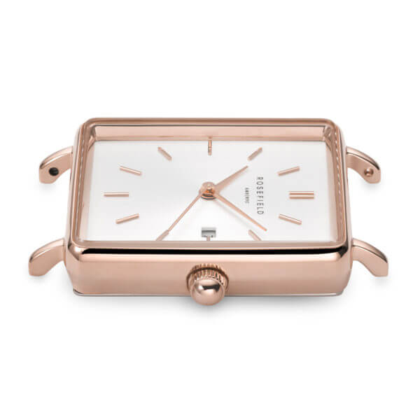 Rosefield - The Boxy - punakulta teräs ranneke, vaalea kellotaulu-227162