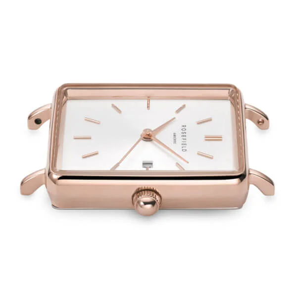 Rosefield - The Boxy - punakulta teräs ranneke, vaalea kellotaulu-227162