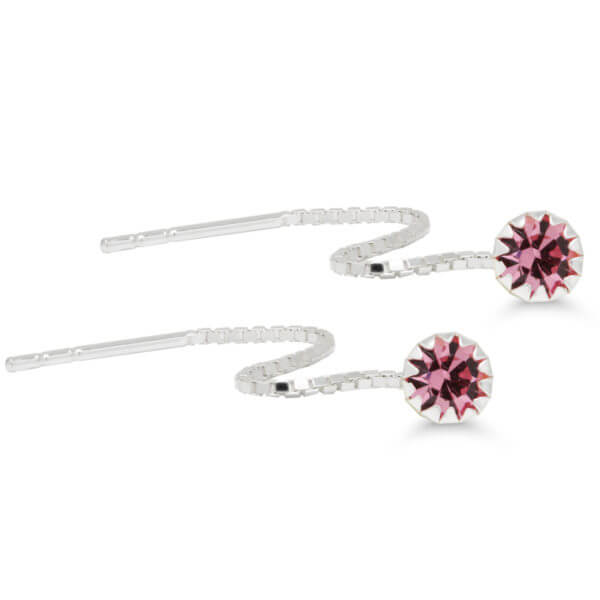 Hopeiset ketjukorvakorut pinkki-227101