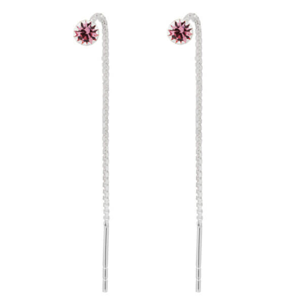 Hopeiset ketjukorvakorut pinkki E-13708pink