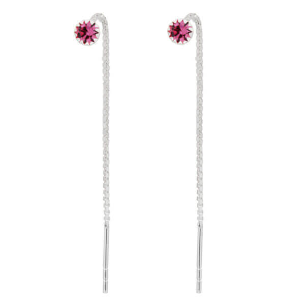 Hopeiset ketjukorvakorut pinkki E-13708rosa