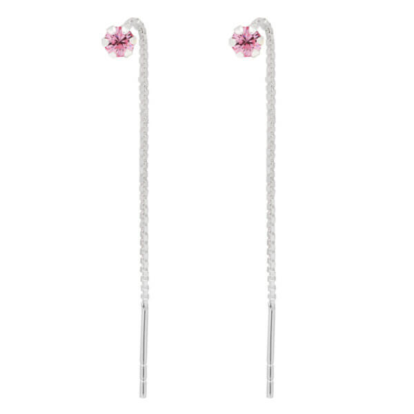 Hopeiset ketjukorvakorut pinkki E-15417pink