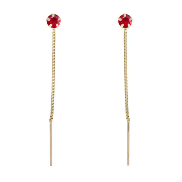 Kultaiset ketjukorvakorut punainen 23-1029pun