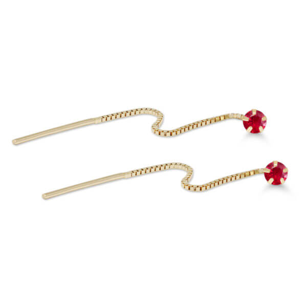Kultaiset ketjukorvakorut punainen 23-1029pun