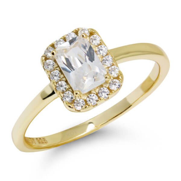 Kullattu hopeasormus zirkoneilla R-2043ZGP