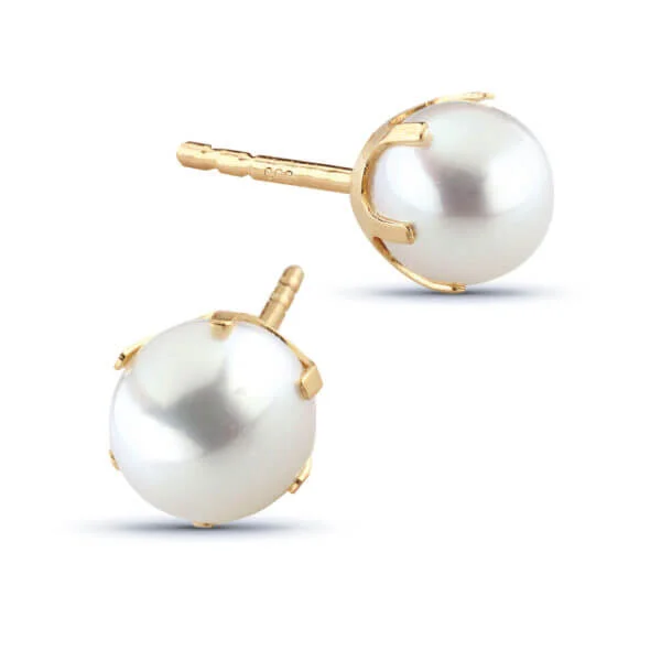 Helmikorvakorut 5-5½mm valkoiset makeanveden helmet, kruunuistutus.