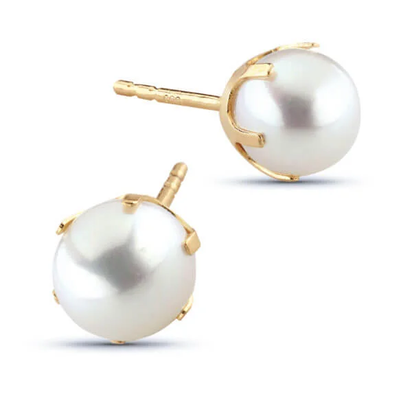 Helmikorvakorut 6-6½mm valkoiset makeanveden helmet, kruunuistutus.