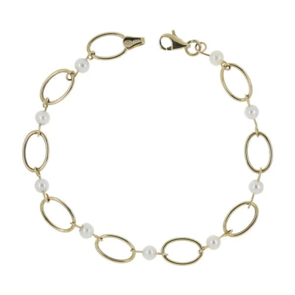 Keltakultainen ranneketju makeanveden helmellä A-0003H/20cm