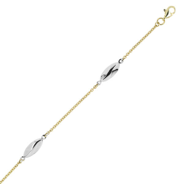 Kultaranneketju kaksivärinen papukaijalukolla A-201565YW/18,5cm-20cm