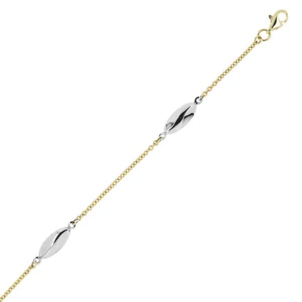 Kultaranneketju kaksivärinen papukaijalukolla A-201565YW/18,5cm-20cm