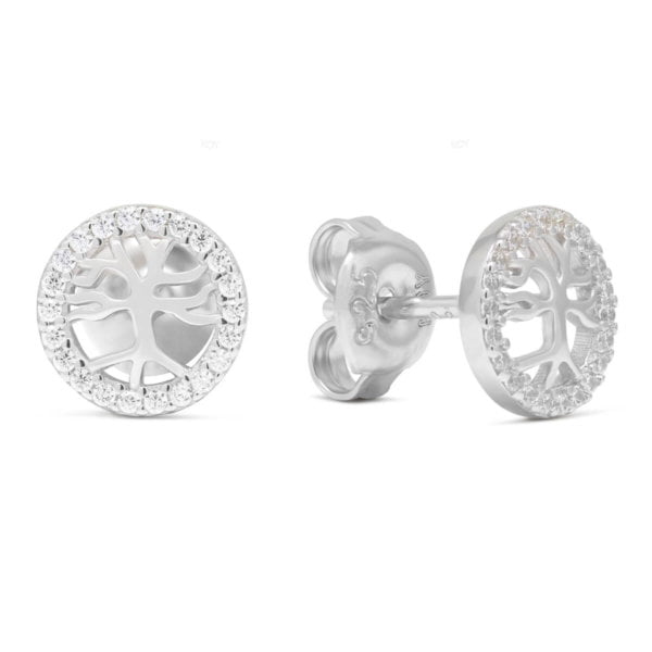 Elämänpuu -hopeanappikorvakorut E-5343Z