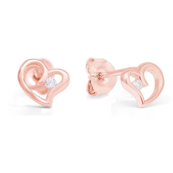 Punakullatut sydänkorvakorut zirkoneilla.