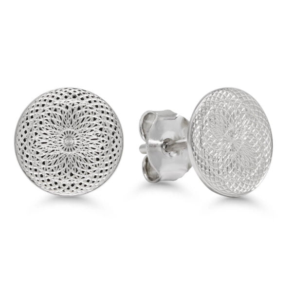 Pyöreät hopeakorvakorut timanttileikkauksella