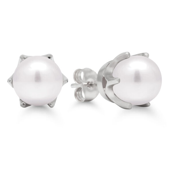 Valkokulta 8mm isot helmikorvakorut valu kruunu