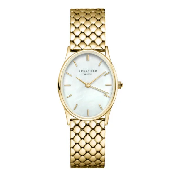 Rosefield the Oval keltakulta kulta kello naisten helmiäinen