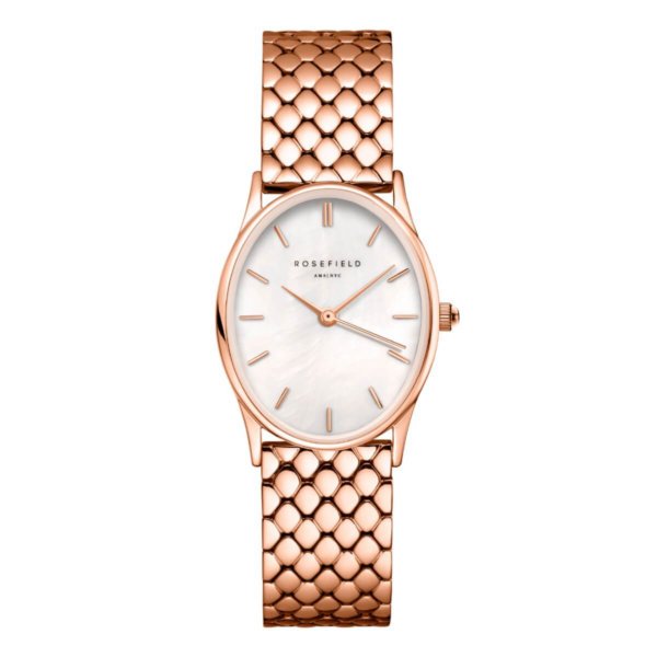 Rosefield the oval ruusukulta kello naisten helmiäinen