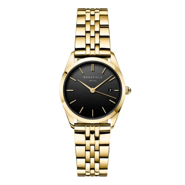 rosefield naisten kello rannekello musta taulu kullattu