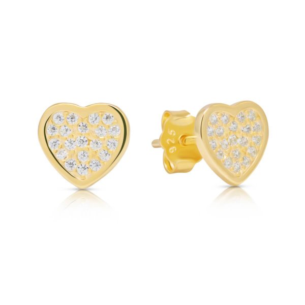 Hopeakorvakorut sydän zirkoneilla E-5921ZGP