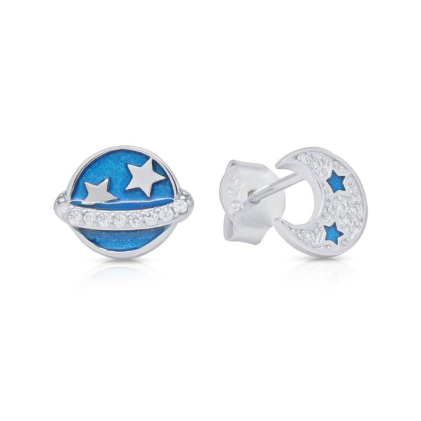 Hopeakorvakorut kuu ja planeetta zirkoneilla E-6414Z