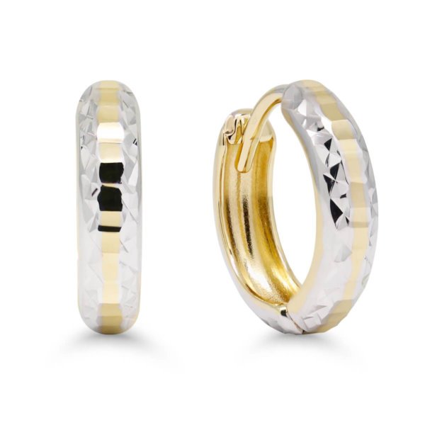 3mm timanttileikatut kaksiväriset saranarenkaat kelta- ja valkokultaa