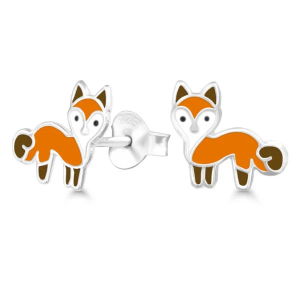 Hopeiset korvakorut emaloitu kissa