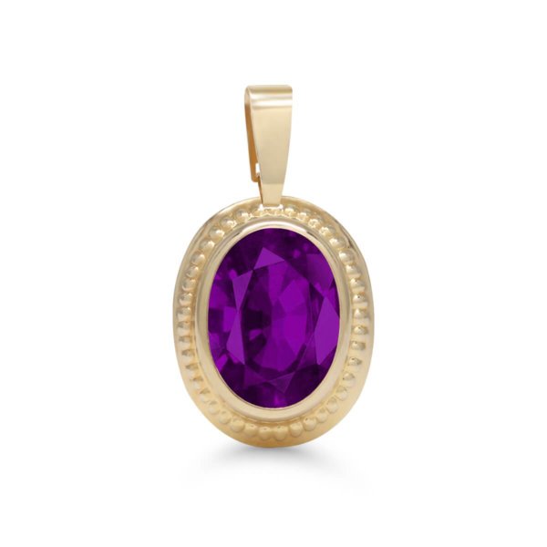 Keltakultainen riipus isolla zirkonilla 16mm (violetti)