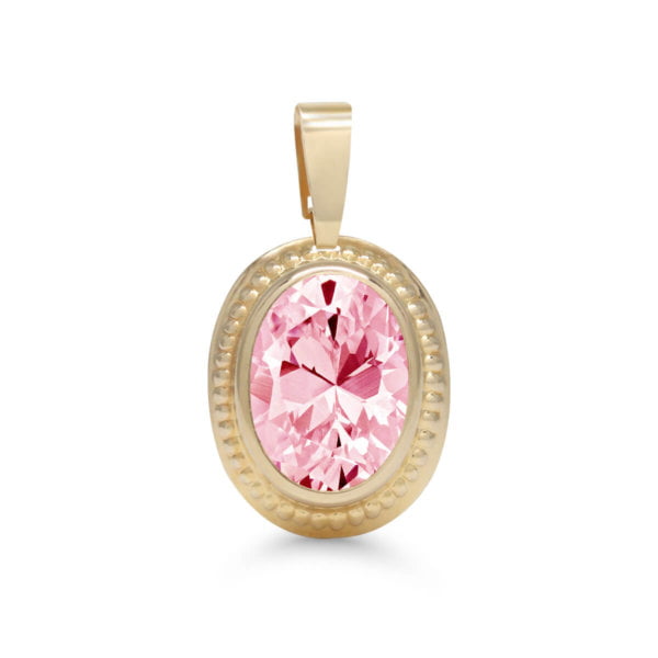 Keltakultainen riipus isolla zirkonilla 16mm (pinkki)