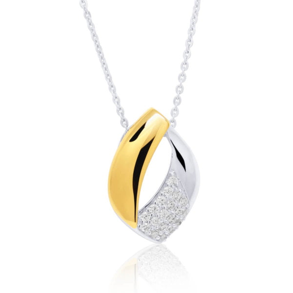 Beat of Love kaksivärinen hopeakaulakoru zirkoneilla 12mm x 17,5m