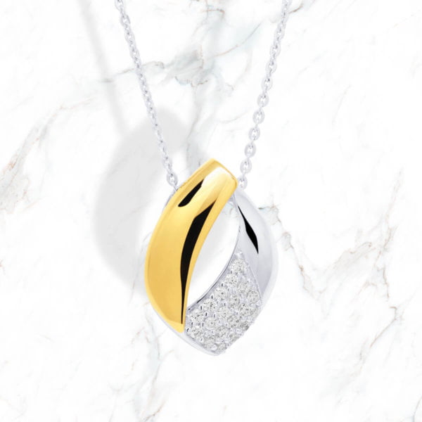 Beat of Love kaksivärinen hopeakaulakoru zirkoneilla-230435