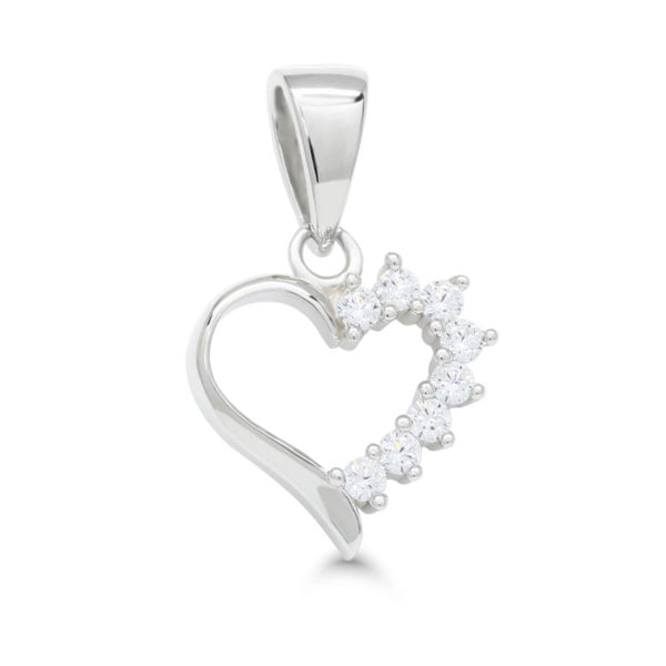Hopeariipus kirkkailla zirkoneilla sydän 19x12mm