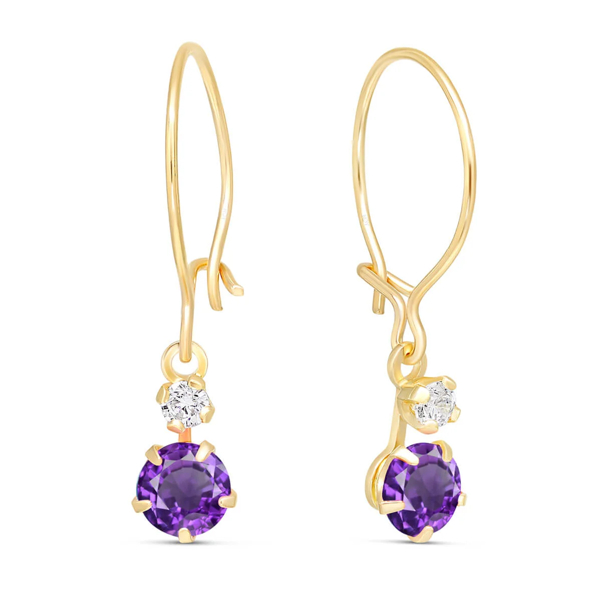 14K roikkuvat kultakorvakorut zirkoneilla ametisti