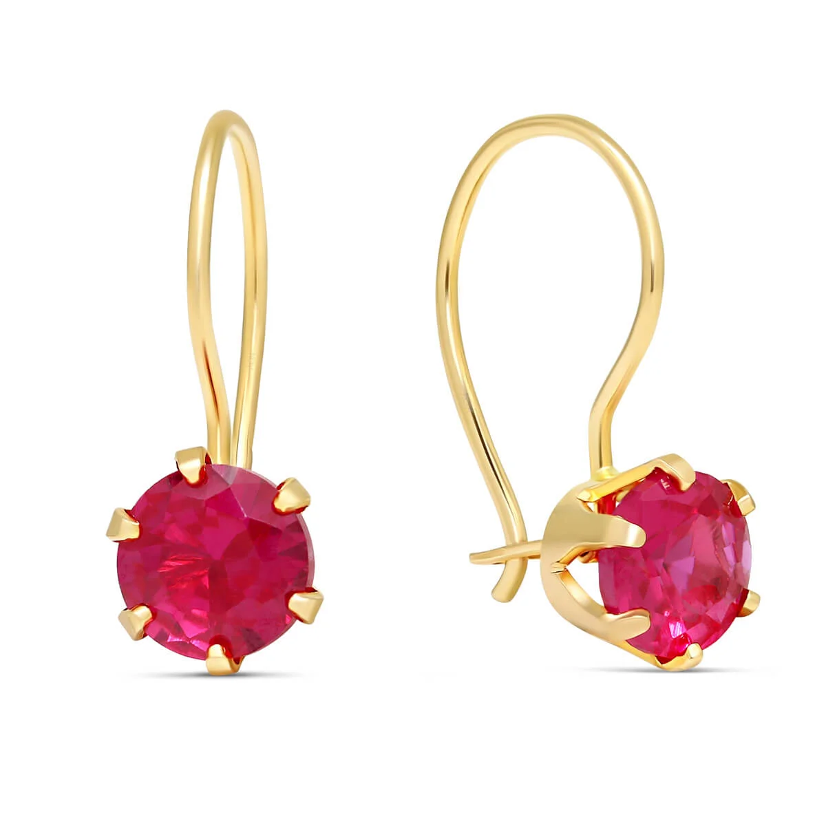 14K roikkuvat kultakorvakorut punaisella zirkonilla