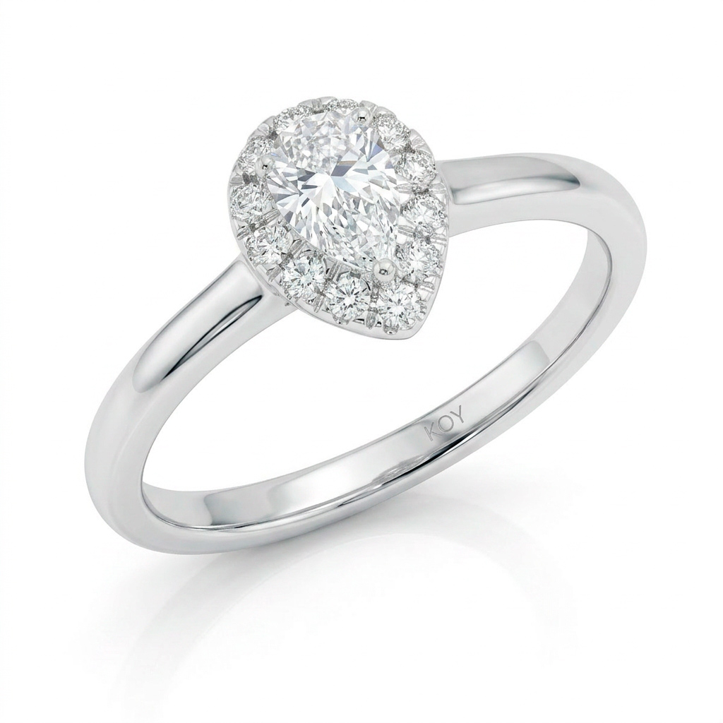 Beat of Love - Created Diamonds IRIS pisara Halo 0.45 G-H/VS timanttisormus valkokultaa - Image 3