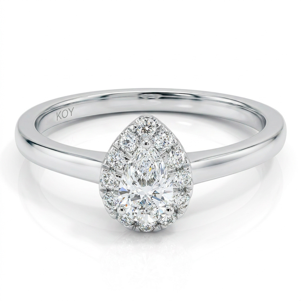 Beat of Love - Created Diamonds IRIS pisara Halo 0.45 G-H/VS timanttisormus valkokultaa - Image 5