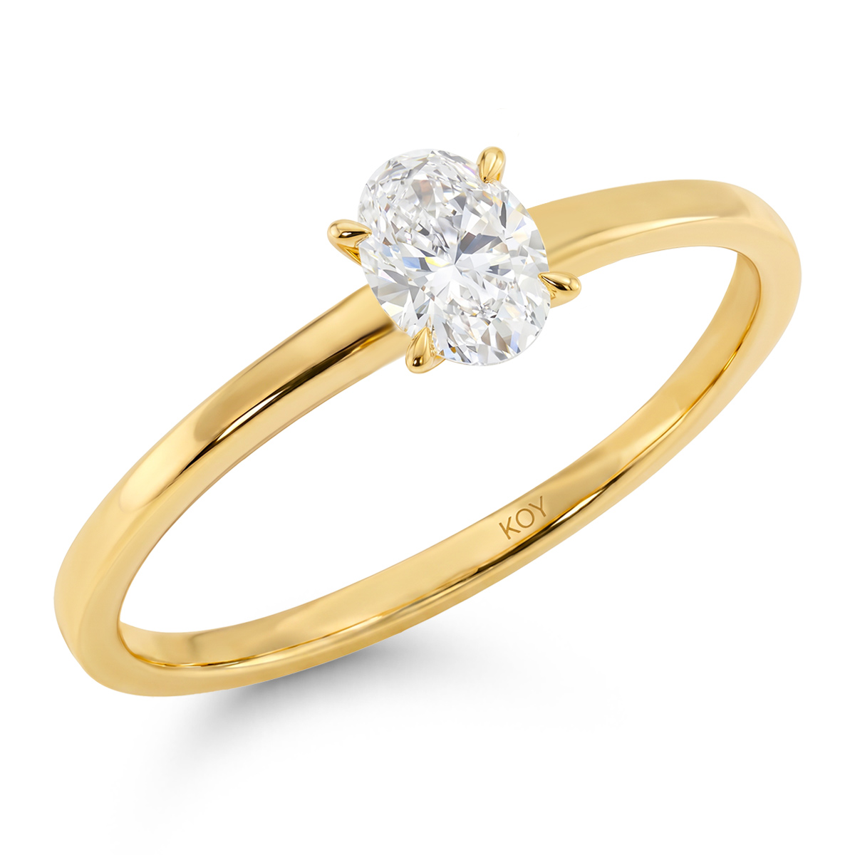 Beat of Love - Created Diamonds AURORA ovaali solitaire 0.33 G-H/VS timanttisormus keltakultaa - Image 3