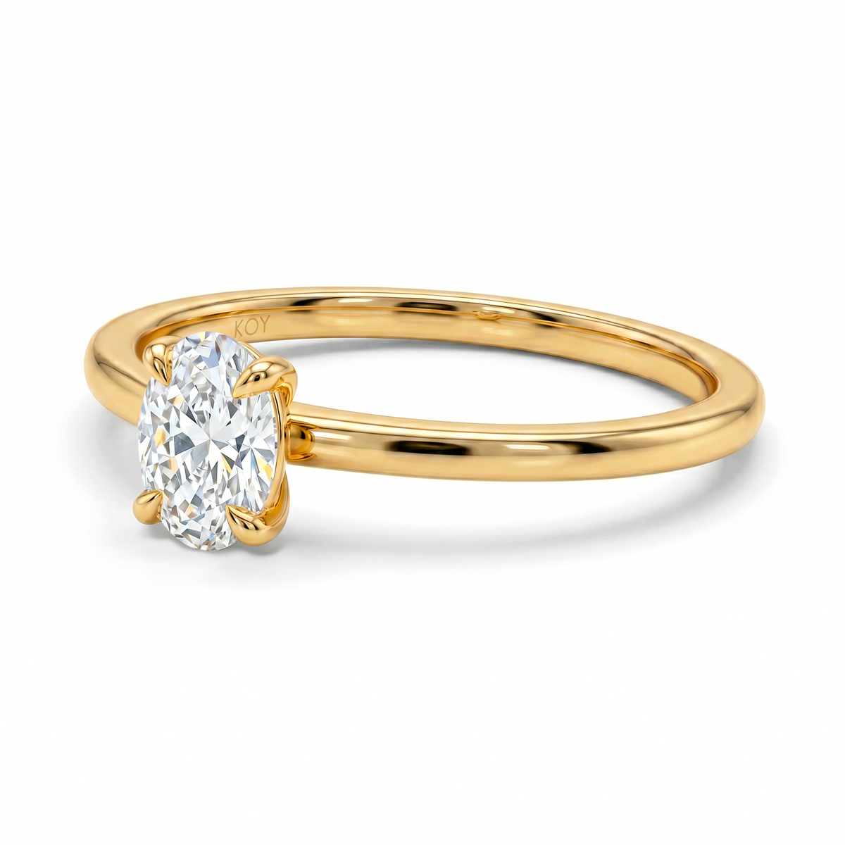 Beat of Love - Created Diamonds AURORA ovaali solitaire 0.33 G-H/VS timanttisormus keltakultaa - Image 4