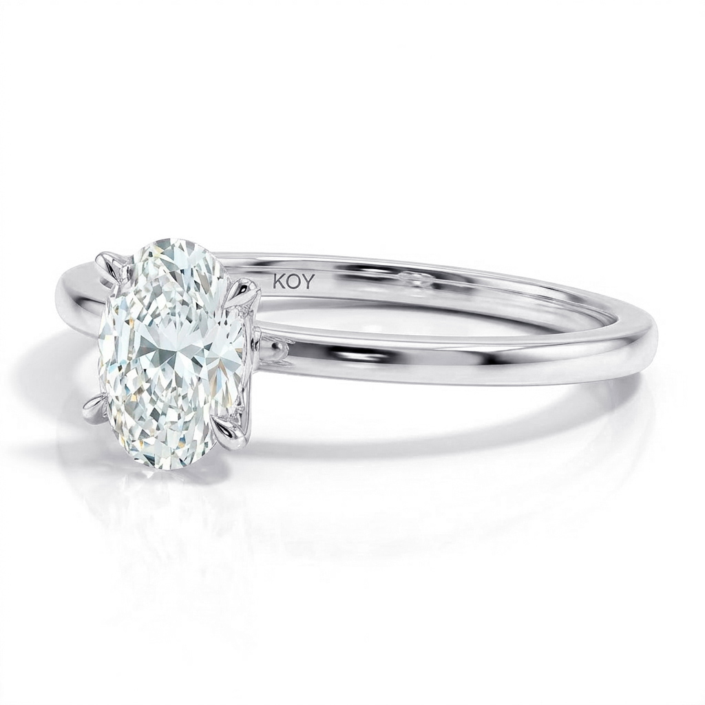 Beat of Love - Created Diamonds AURORA ovaali solitaire 0.75 G/VS timanttisormus valkokultaa - Image 4
