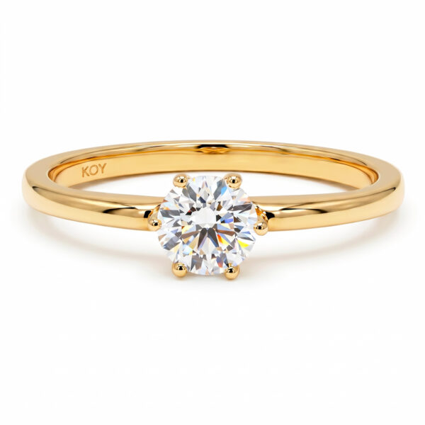 0.50ct labratimanttisormus matala istutus 14k keltakultaa