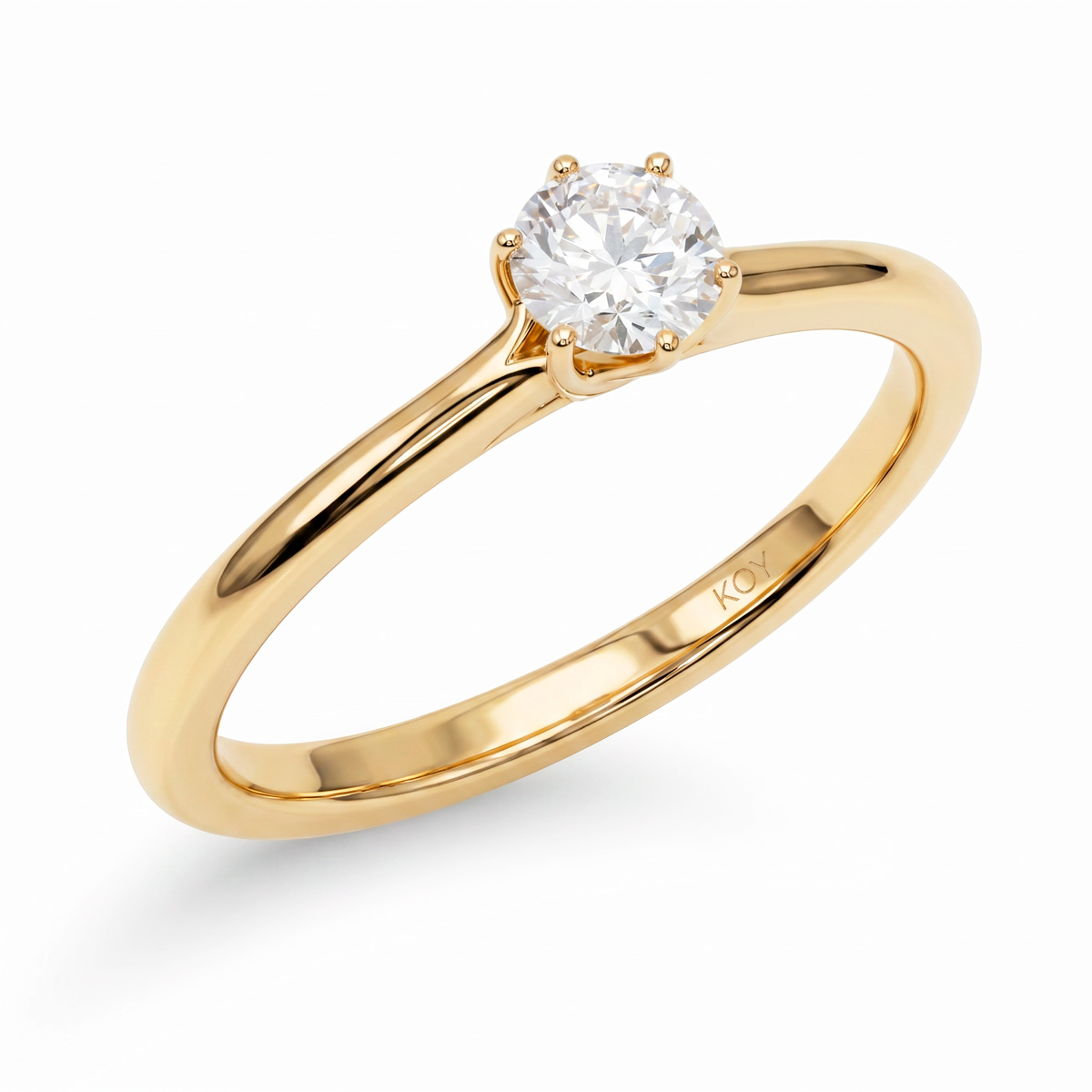 Beat of Love - Created Diamonds HARMONIA pyöreä solitaire 0.33ct G-H/VS timanttisormus keltakultaa - Image 3