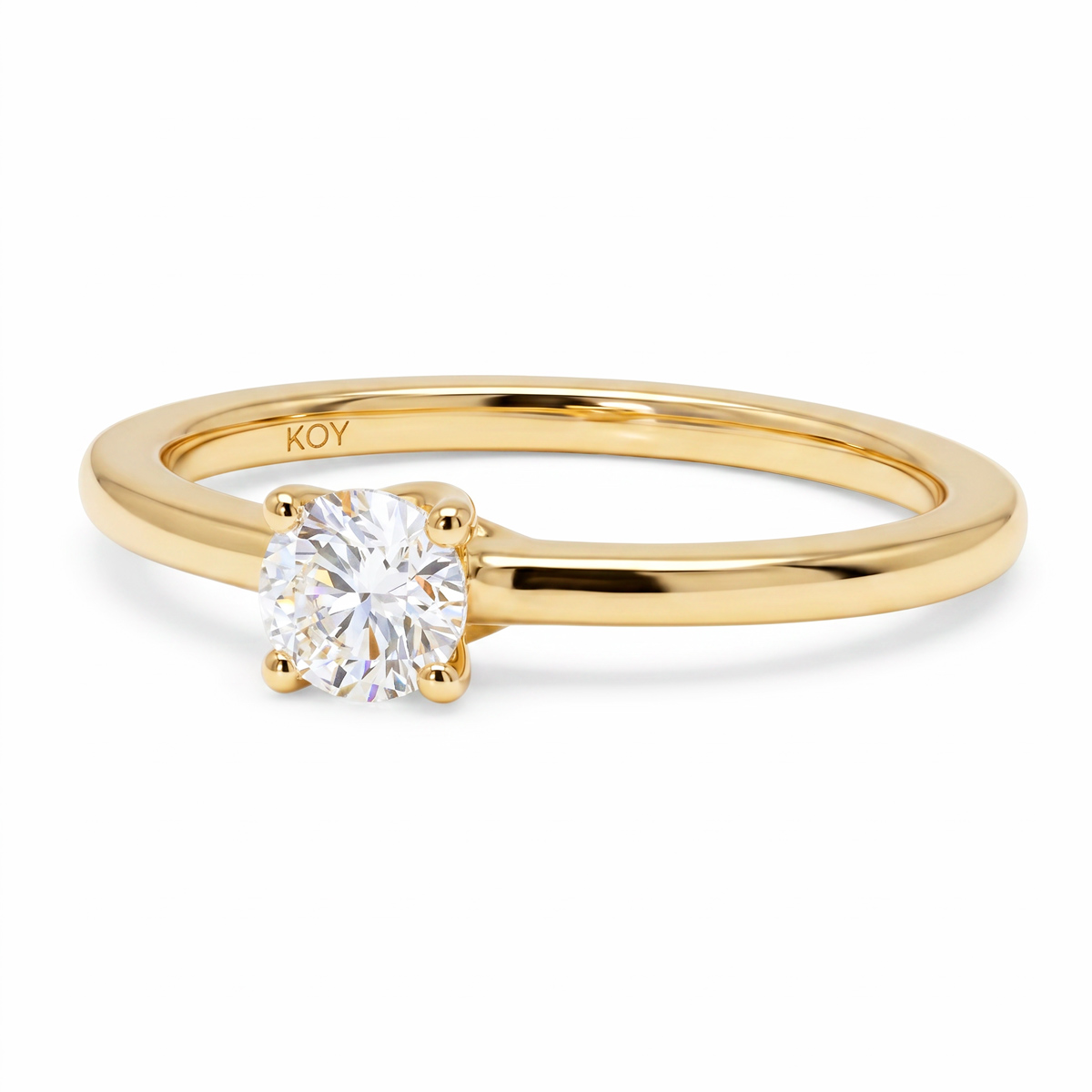 Beat of Love - Created Diamonds HESTIA pyöreä solitaire 0.33ct G-H/VS timanttisormus keltakultaa - Image 4
