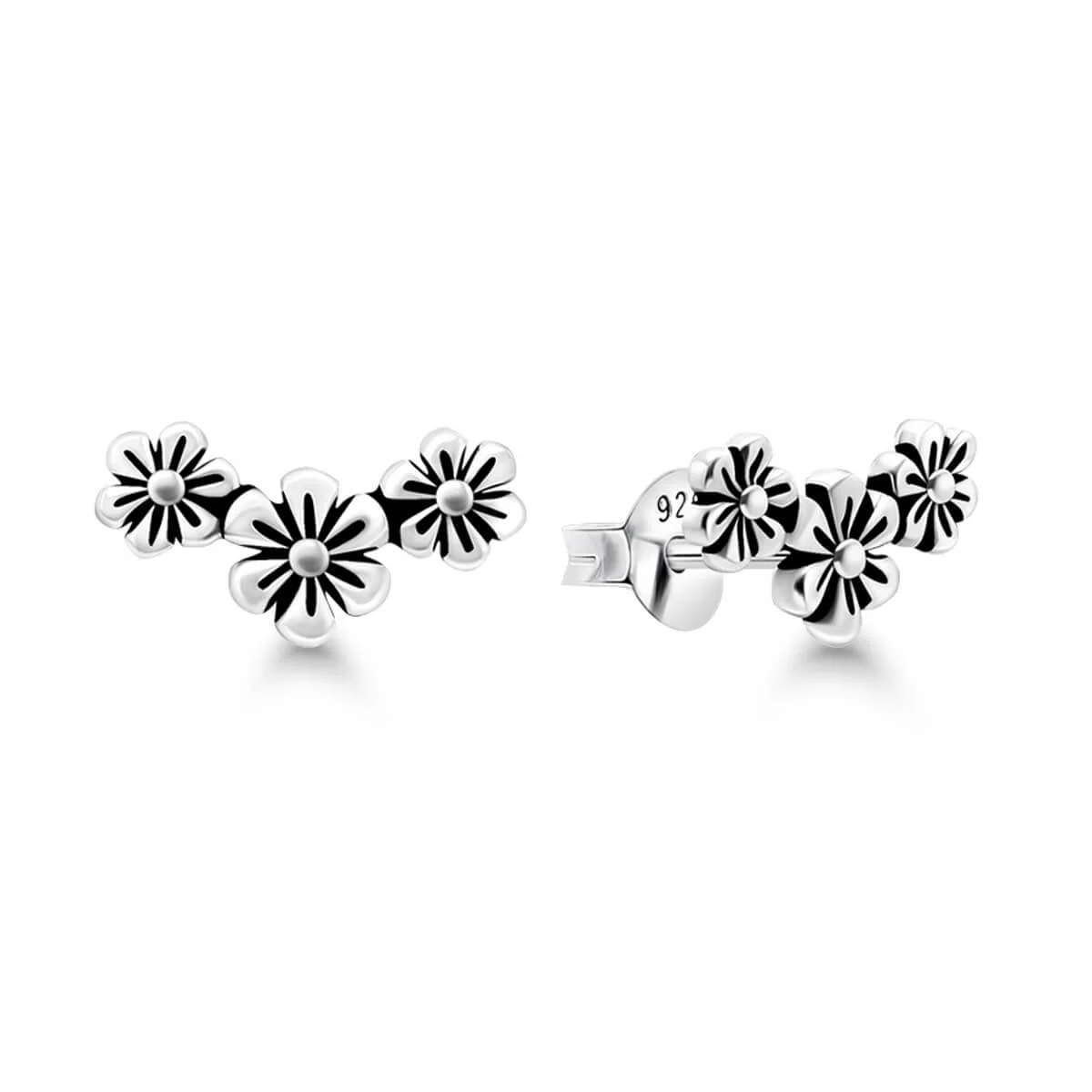 Hopeakorvakorut, kolme kukkaa