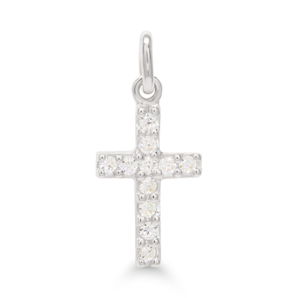 Hopeinen ristiriipus kirkkailla kivillä