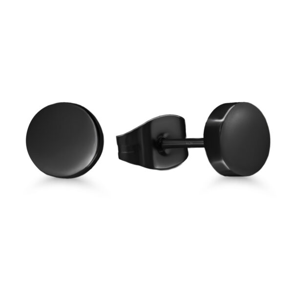 Mustat teräskorvakorut 6mm pyöreät laatat