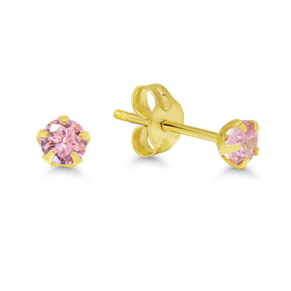14K kultakorvakorut pinkillä pienellä kivellä