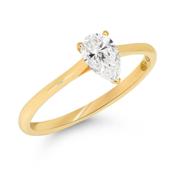 Siro timanttisormus pisaranmuotoisella laboratoriotimantilla